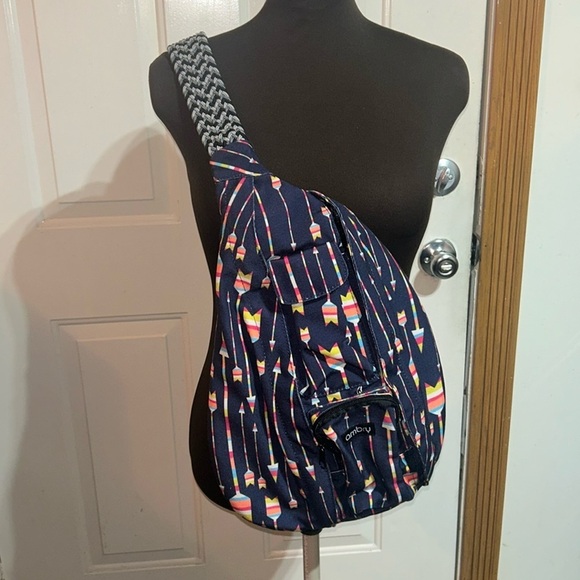 Ambry Navy Blue Crossbody Backpack Multi Zipper - Picture 1 of 5